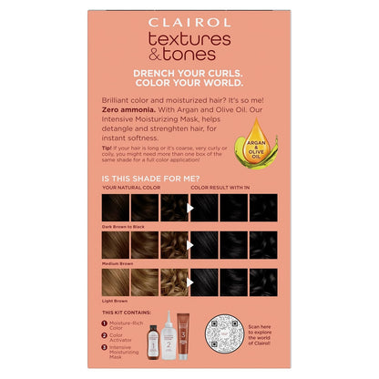 Clairol Textures & Tones Permanent Hair Dye, 1N Natural Black Hair Color