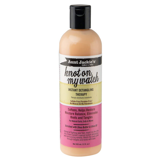Aunt Jackie's Curls and Coils Knot On My Watch Instant Hair Detangling Therapy for Natural Curls, Coils and Waves, Enriched with Shea Butter, 12 oz