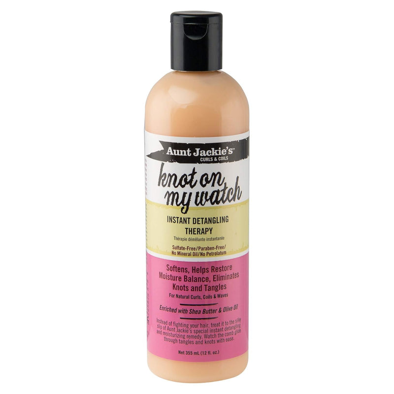 Aunt Jackie's Curls and Coils Knot On My Watch Instant Hair Detangling Therapy for Natural Curls, Coils and Waves, Enriched with Shea Butter, 12 oz