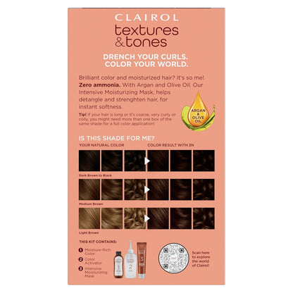 Clairol Textures & Tones Permanent Hair Dye, 3N Cocoa Brown Hair Color