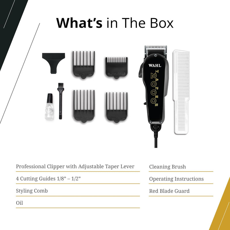 Wahl Professional Taper 2000 Clipper, Adjustable Blade, High-Performance Electric Hair Cutting Tool, Black
