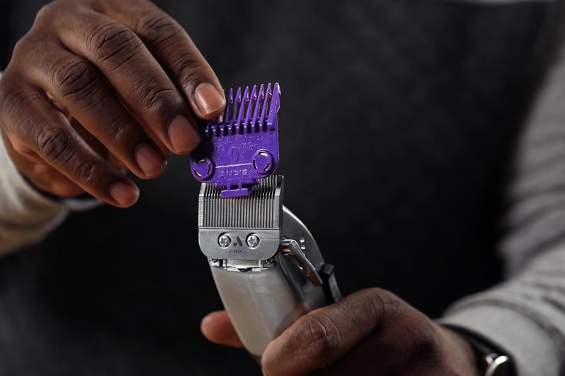 Andis Professional Master Dual Magnet OG Size 0 Snap on Comb Set, 561385, Purple