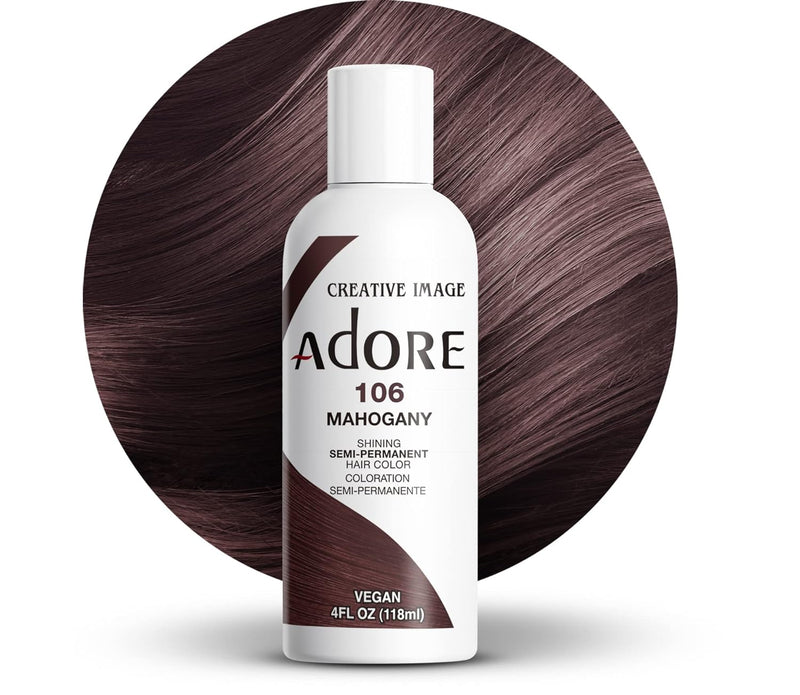 Adore Semi Permanent Hair Color - Vegan and Cruelty-Free Hair Dye - 4 Fl Oz - 106 Mahogany
