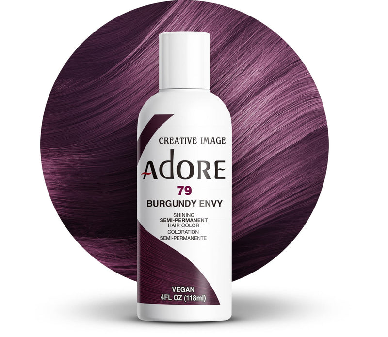 Adore Semi Permanent Hair Color - Vegan and Cruelty-Free Red Hair Dye - 4 Fl Oz - 079 Burgundy Envy