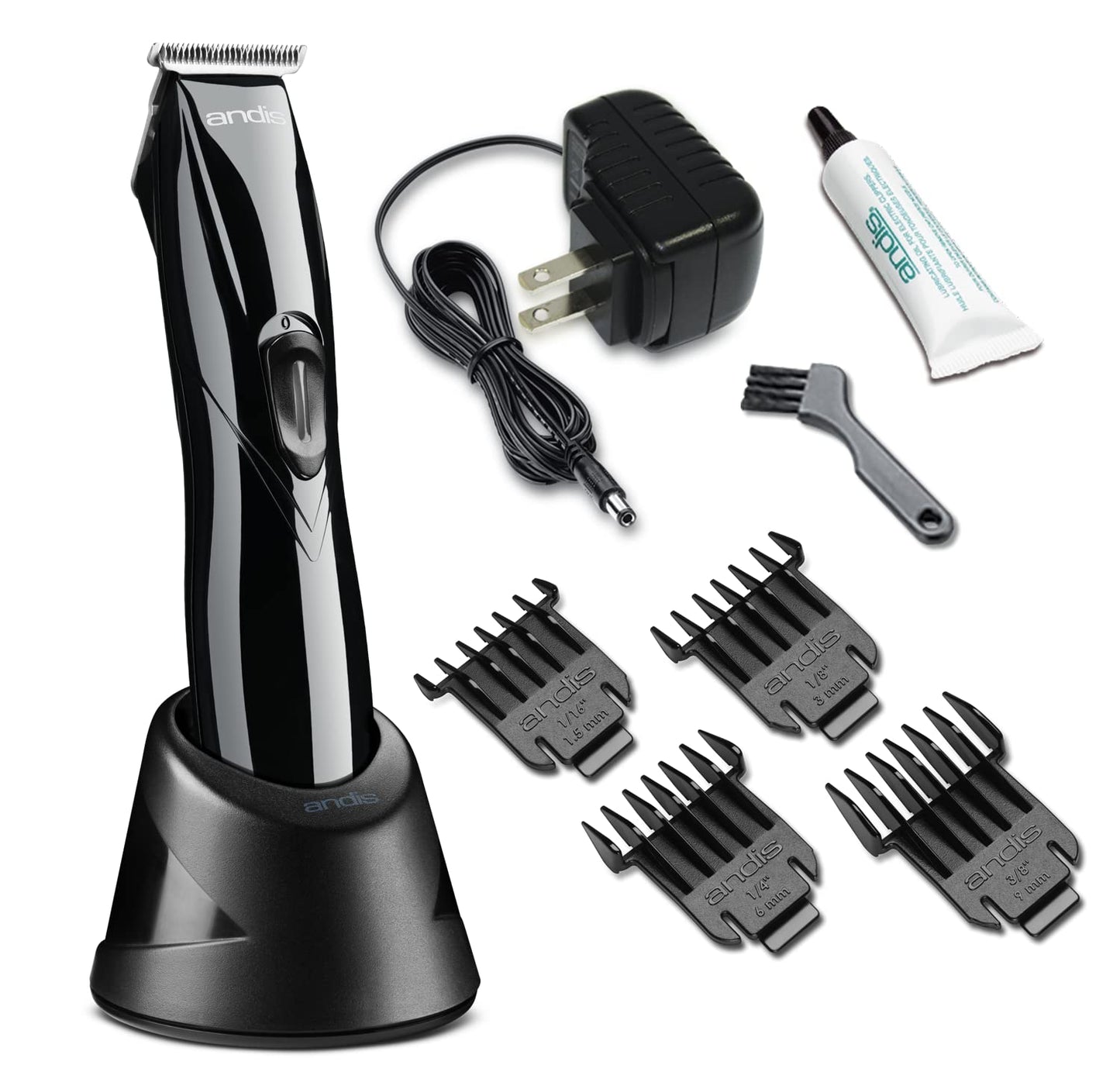 Andis 32475 Slimline Pro Corded/Cordless Hair & Beard Trimmer, T-Blade Zero Gapped with Lithium-Ion Battery, Ear & Body Grooming – Black