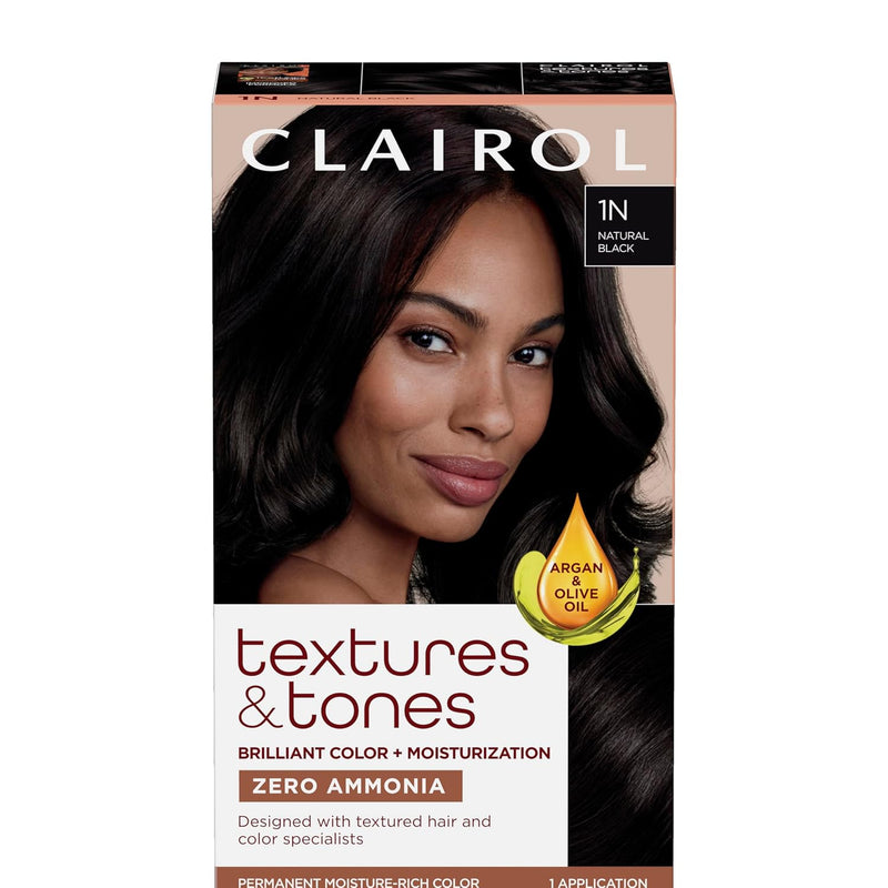 Clairol Textures & Tones Permanent Hair Dye, 1N Natural Black Hair Color
