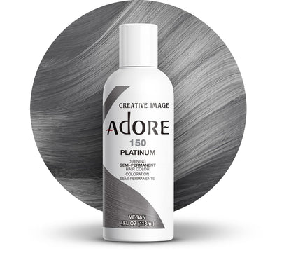 Adore Semi Permanent Hair Color - Vegan and Cruelty-Free Silver Hair Dye - 4 Fl Oz - 150 Platinum