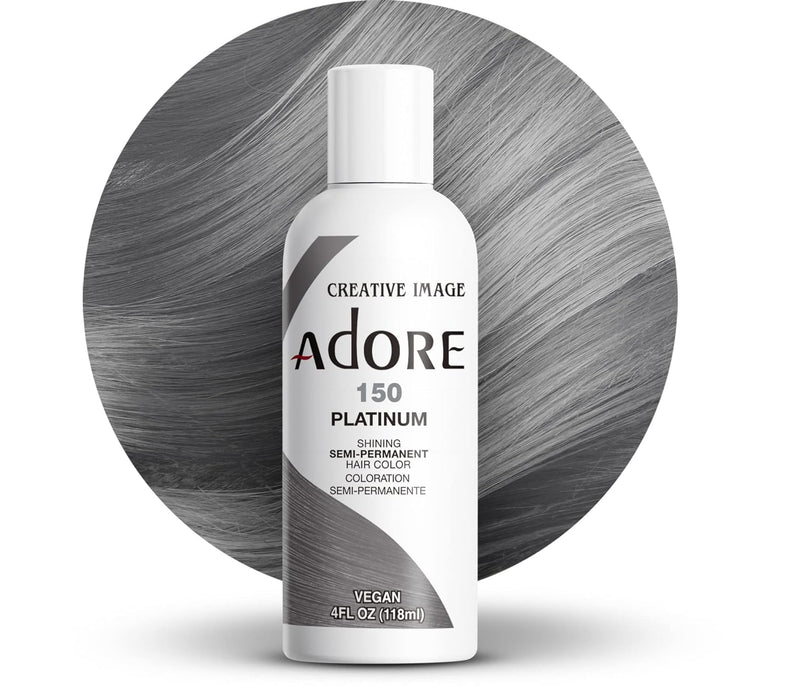 Adore Semi Permanent Hair Color - Vegan and Cruelty-Free Silver Hair Dye - 4 Fl Oz - 150 Platinum
