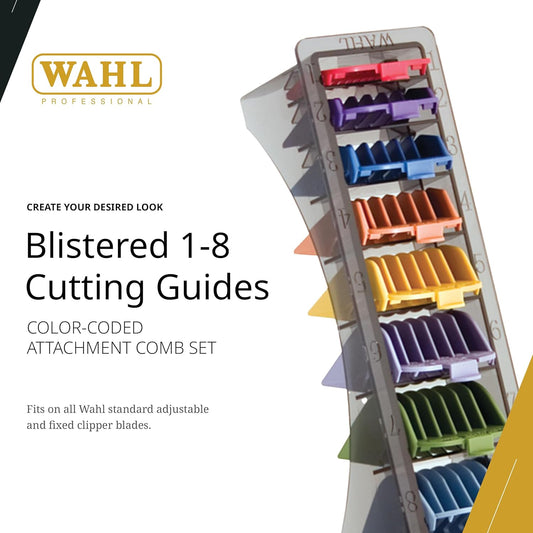 Wahl Professional Blistered 1 8 Cutting Guides Color Coded Clipper Guard Attachments Durable Easy Use
