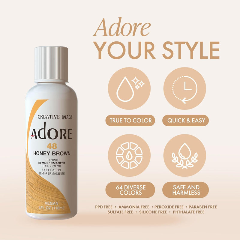 Adore Semi Permanent Hair Color - Vegan and Cruelty-Free Blue Hair Dye - 4 Fl Oz - 174 Sapphire Blue
