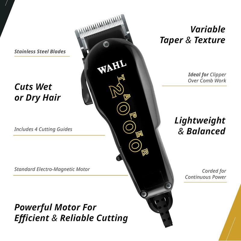 Wahl Professional Taper 2000 Clipper, Adjustable Blade, High-Performance Electric Hair Cutting Tool, Black