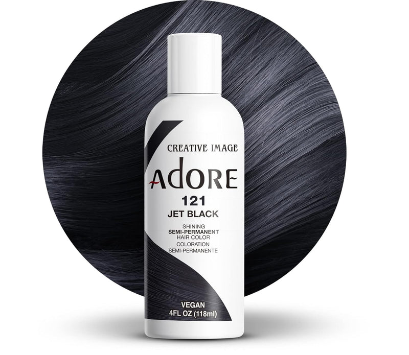 Adore Semi Permanent Hair Color - Vegan and Cruelty-Free Hair Dye - 4 Fl Oz - 121 Jet Black