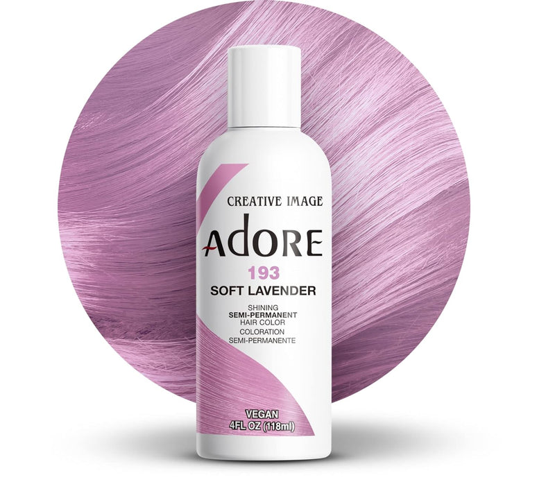 Adore Semi Permanent Hair Color - Vegan and Cruelty-Free Purple Hair Dye - 4 Fl Oz - 193 Soft Lavender