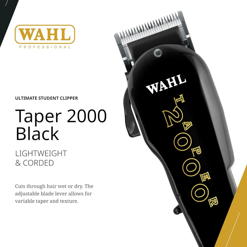 Wahl Professional Taper 2000 Clipper, Adjustable Blade, High-Performance Electric Hair Cutting Tool, Black