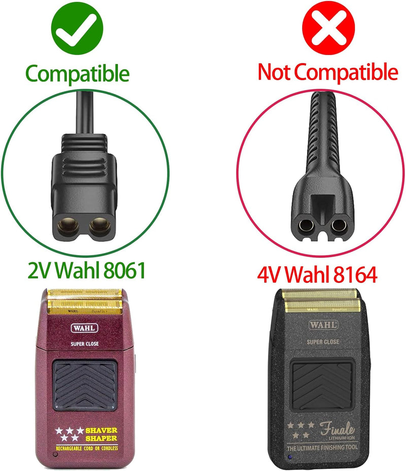 Wahl Shaver Shaper Charger 2V Power Cord for Wahl Trimmer 8061, 8163, 8786-1001, 7367, 7357, 7029, 7060, 7035, 7339, 7356, 4000, 5-Star Series Replacement Whal Clipper Power Cord