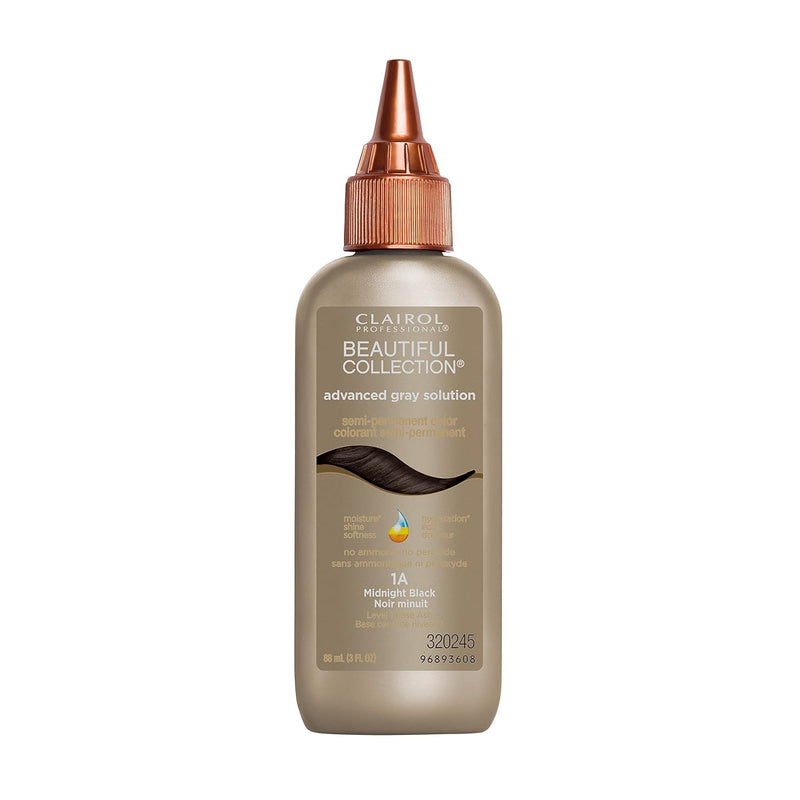 Clairol Beautiful Collection Semi-Permanent Hair Color - BEAU COLL GRAY [1A] Midnight Black, 3 oz