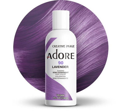 Adore Semi Permanent Hair Color - Vegan and Cruelty-Free Purple Hair Dye - 4 Fl Oz - 090 Lavender