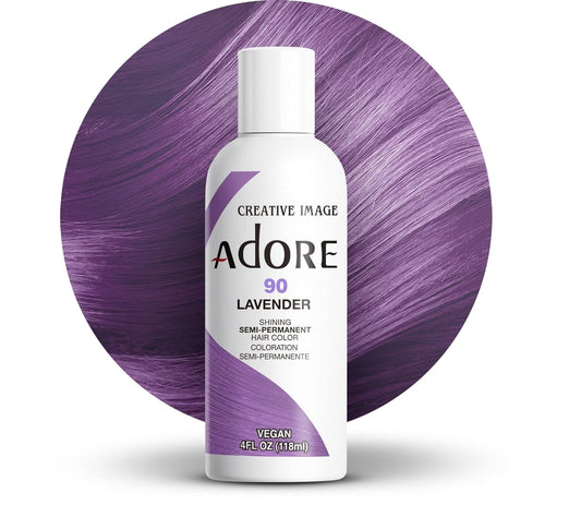 Adore Semi Permanent Hair Color - Vegan and Cruelty-Free Purple Hair Dye - 4 Fl Oz - 090 Lavender