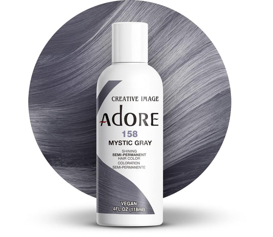 Adore Semi Permanent Hair Color - Vegan and Cruelty-Free Gray Hair Dye - 4 Fl Oz - 158 Mystic Gray