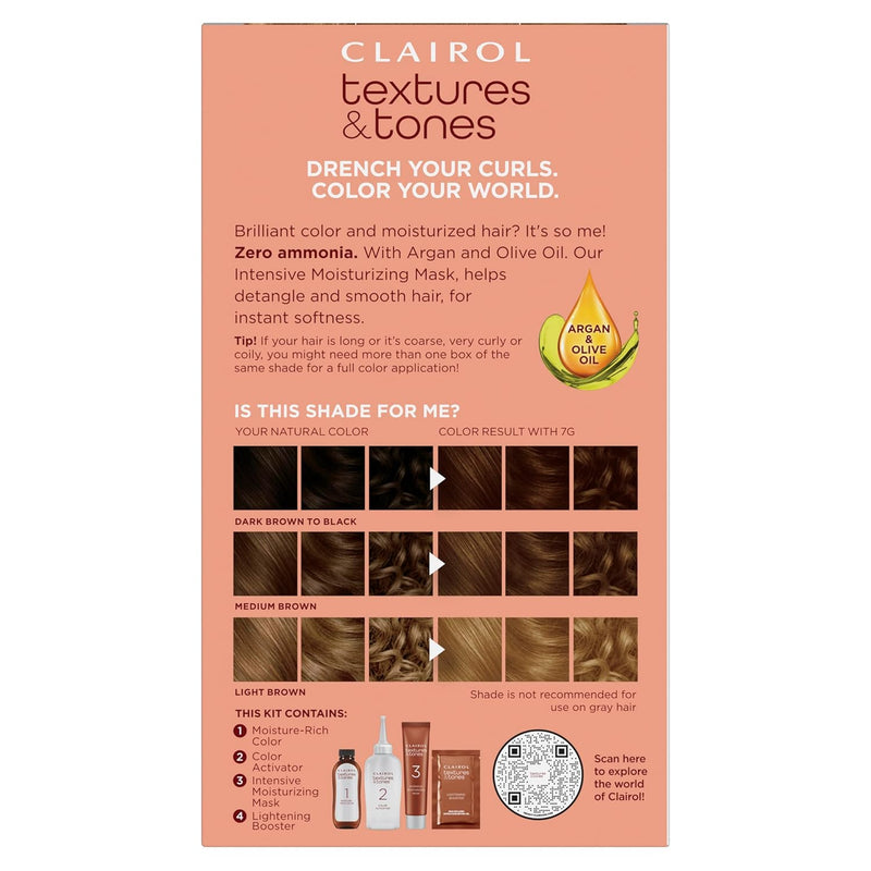 Clairol Textures & Tones Permanent Hair Dye, 7G Luminous Blonde Hair Color