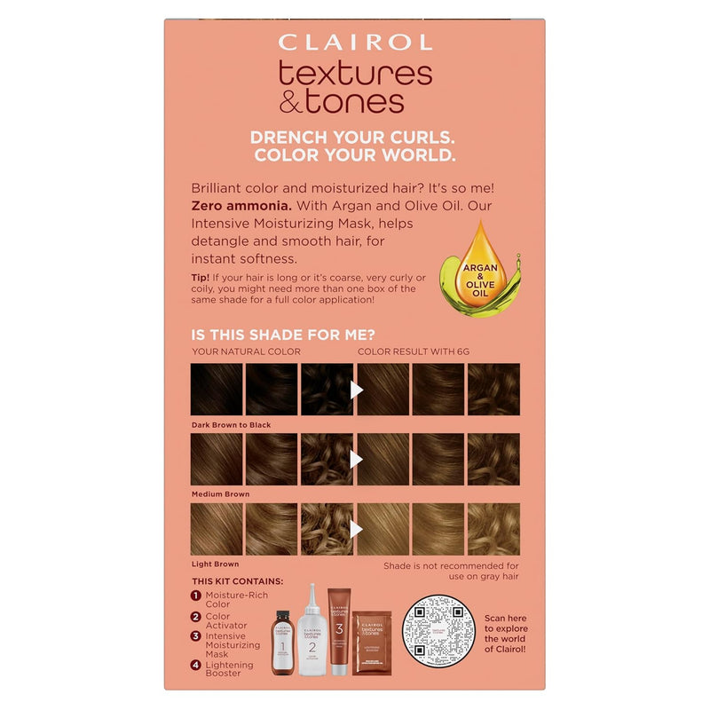 Clairol Textures & Tones Permanent Hair Dye, 6G Honey Blonde Hair Color