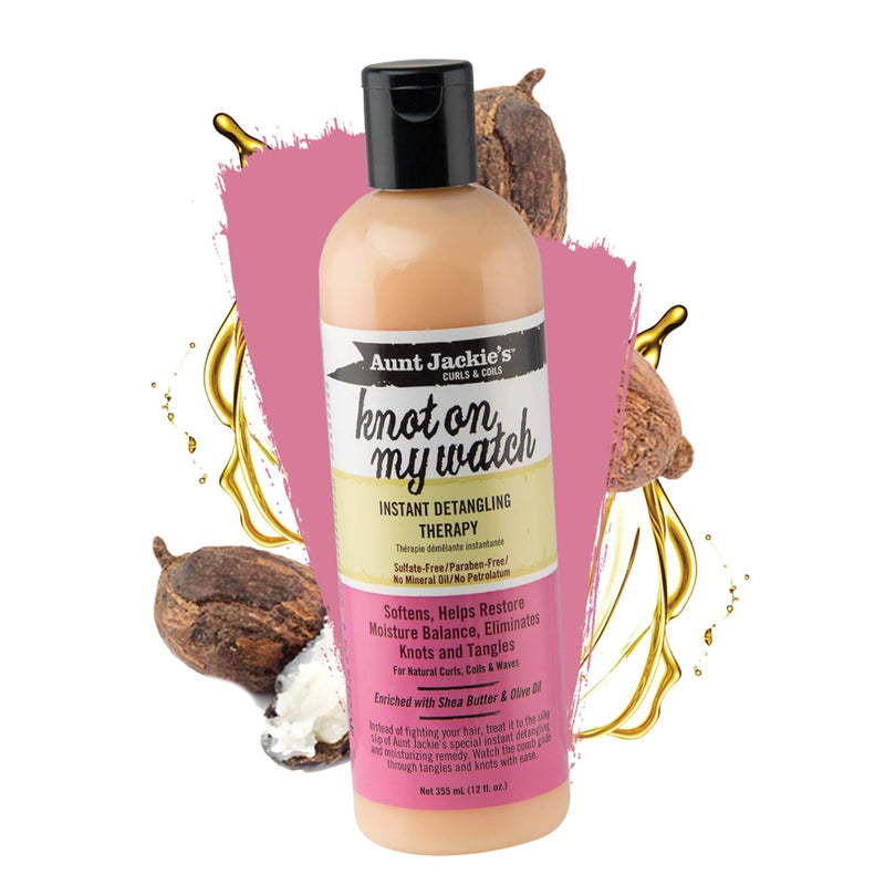 Aunt Jackie's Curls and Coils Knot On My Watch Instant Hair Detangling Therapy for Natural Curls, Coils and Waves, Enriched with Shea Butter, 12 oz