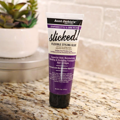 Aunt Jackie's Grapeseed Style and Shine Recipes Slicked Flexible Hair Styling Glue, Superior Hold, 4 Ounce