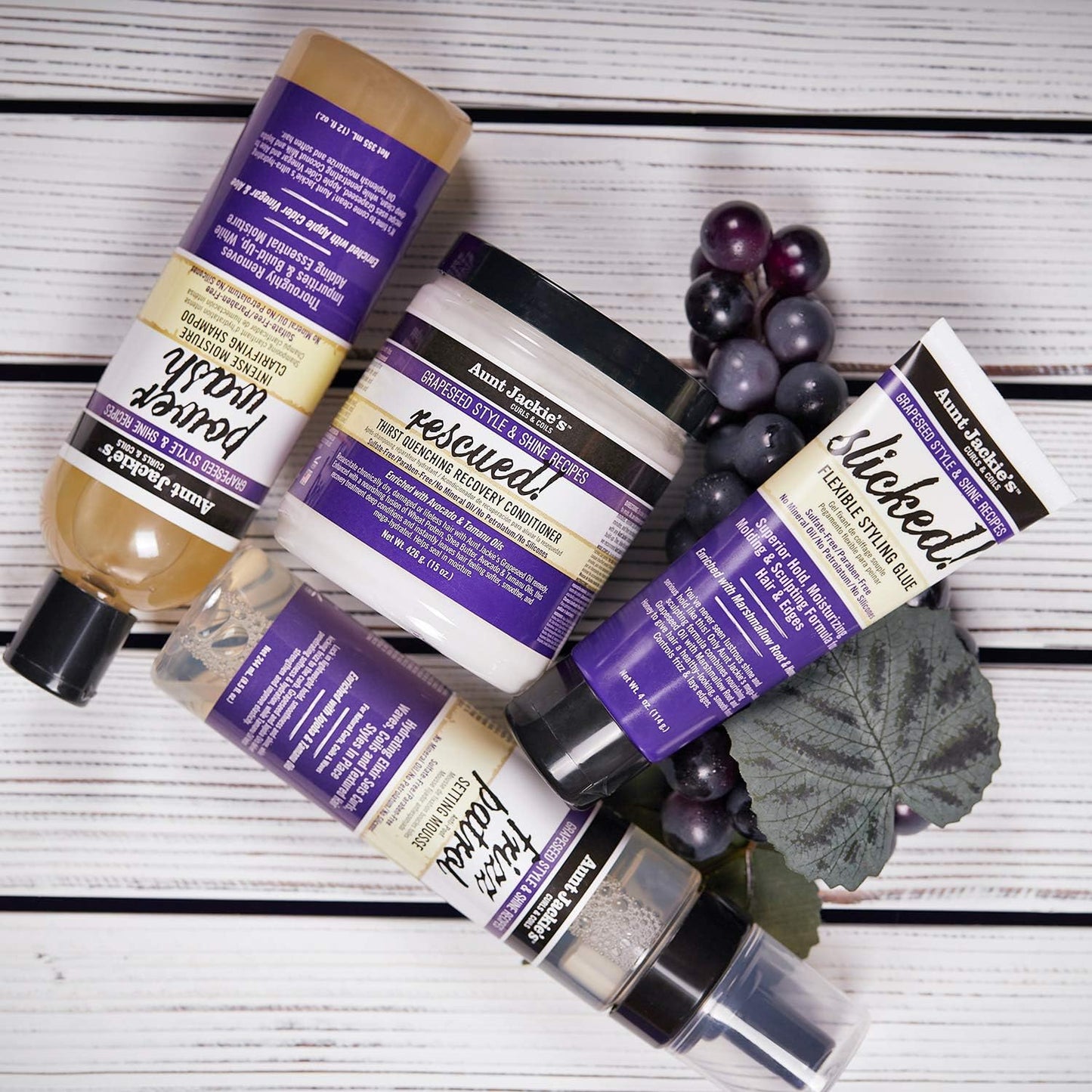 Aunt Jackie's Grapeseed Style and Shine Recipes Power Wash Intense Moisture Clarifying Hair Shampoo, 12oz.