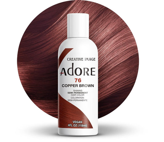 Adore Semi Permanent Hair Color - Vegan and Cruelty-Free Brown Hair Dye - 4 Fl Oz - 076 Copper Brown