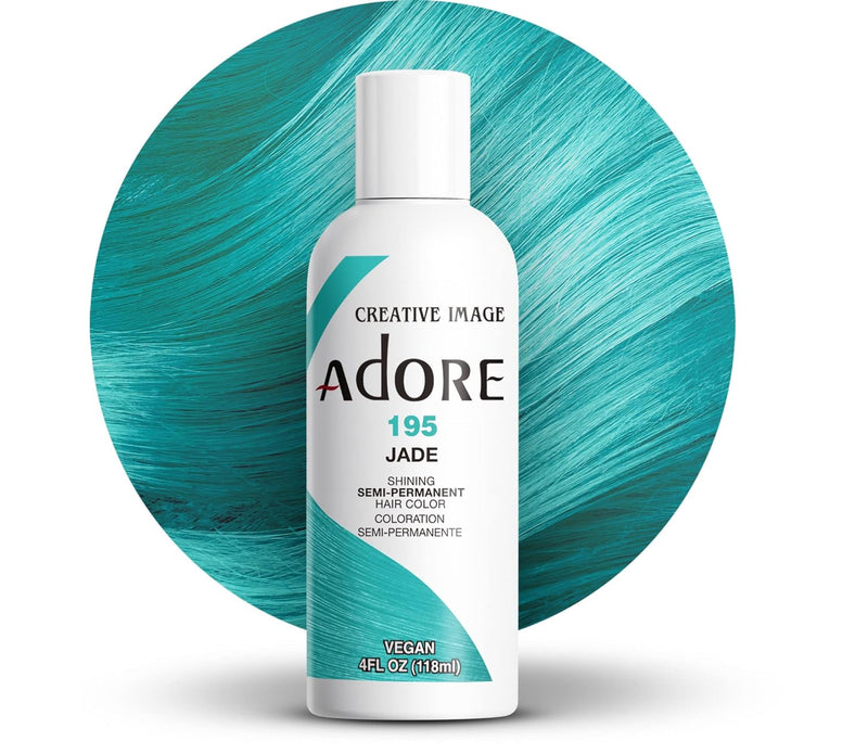 Adore Semi Permanent Hair Color - Vegan and Cruelty-Free Green Hair Dye - 4 Fl Oz - 195 Jade