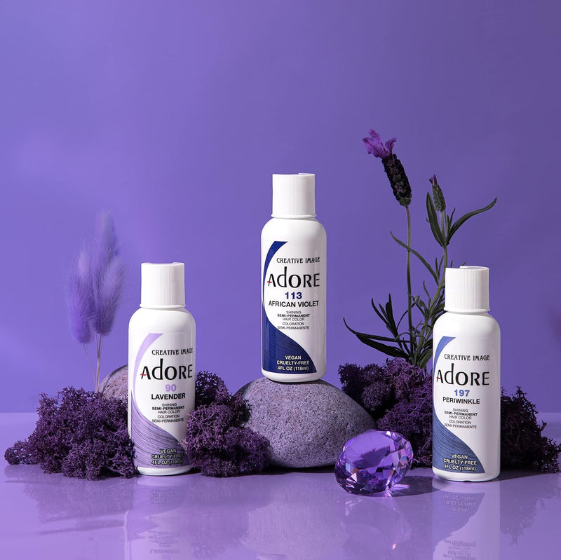 Adore Semi Permanent Hair Color - Vegan and Cruelty-Free Hair Dye - 4 Fl Oz - 116 Purple Rage