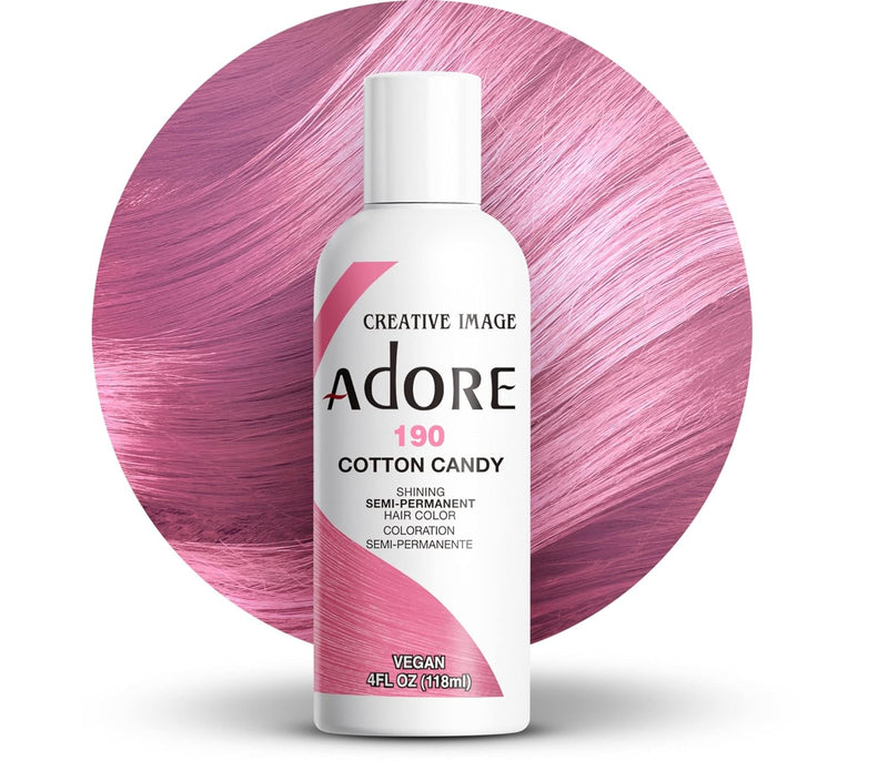 Adore Semi Permanent Hair Color - Vegan and Cruelty-Free Pink Hair Dye - 4 Fl Oz - 190 Cotton Candy
