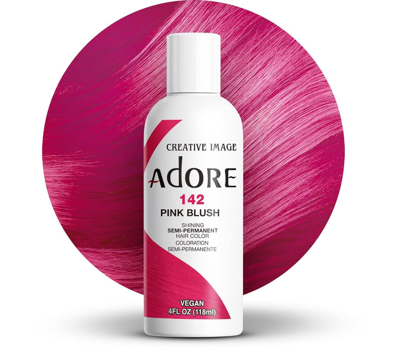 Adore Semi Permanent Hair Color - Vegan and Cruelty-Free Pink Hair Dye - 4 Fl Oz - 142 Pink Blush