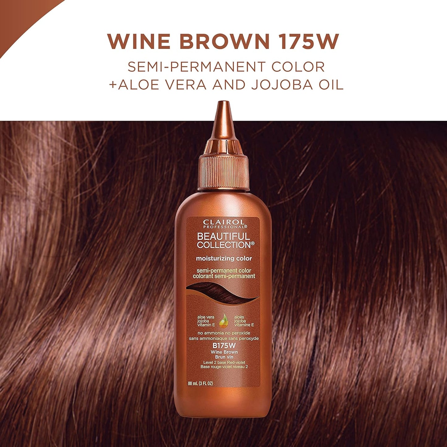 B175W Wine Brown Clairol Professional Beautiful Collection - Semi-Permanent Moisturizing Hair Color - / 3 oz.