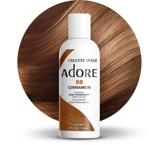 Adore Semi Permanent Hair Color - Vegan and Cruelty-Free Brown Hair Dye - 4 Fl Oz - 058 Cinnamon