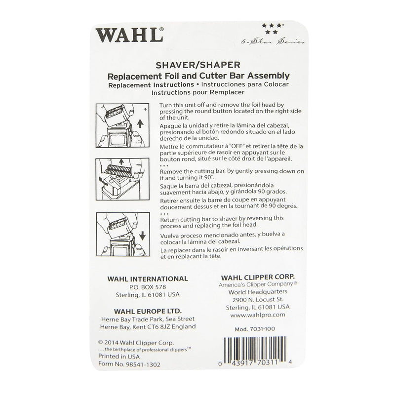 Wahl Professional 5 Star Series Shaver Shaper Replacement Foil Cutter Bar Assembly Super Close Gold
