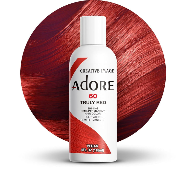 Adore Semi Permanent Hair Color - Vegan and Cruelty-Free Red Hair Dye - 4 Fl Oz - 060 Truly Red