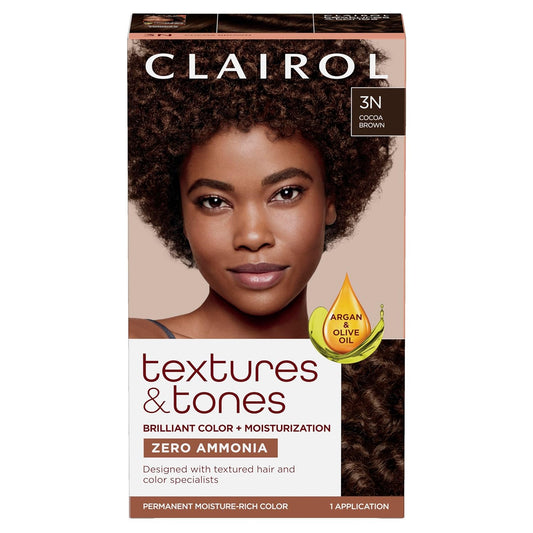 Clairol Textures & Tones Permanent Hair Dye, 3N Cocoa Brown Hair Color