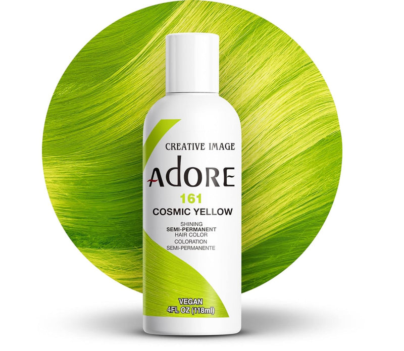 Adore Semi Permanent Hair Color - Vegan and Cruelty-Free Yellow Hair Dye - 4 Fl Oz - 161 Cosmic Yellow