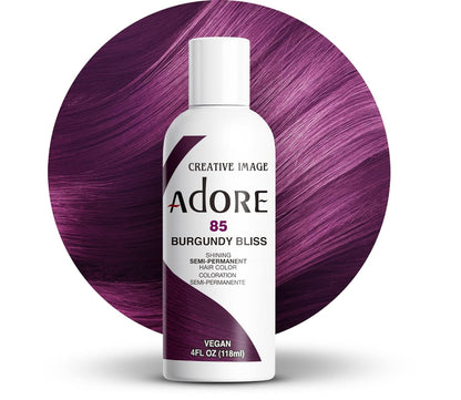 Adore Semi Permanent Hair Color - Vegan and Cruelty-Free Hair Dye - 4 Fl Oz - 085 Burgundy Bliss