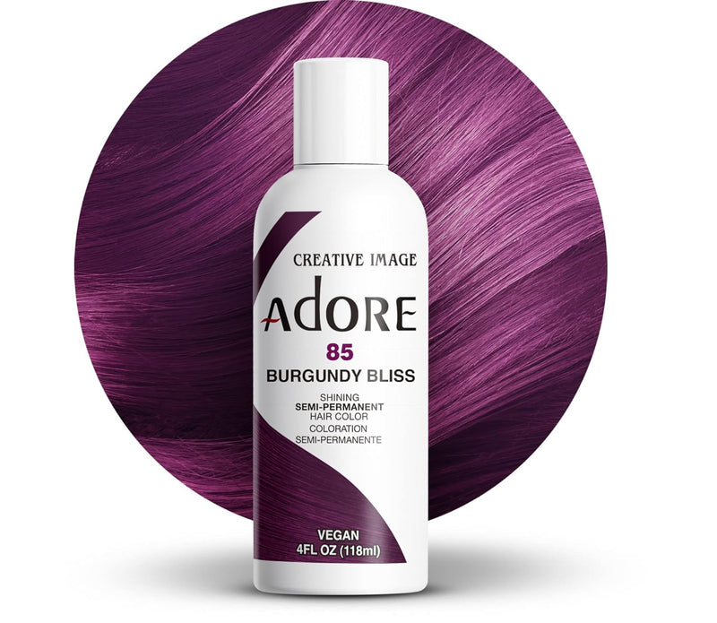 Adore Semi Permanent Hair Color - Vegan and Cruelty-Free Hair Dye - 4 Fl Oz - 085 Burgundy Bliss