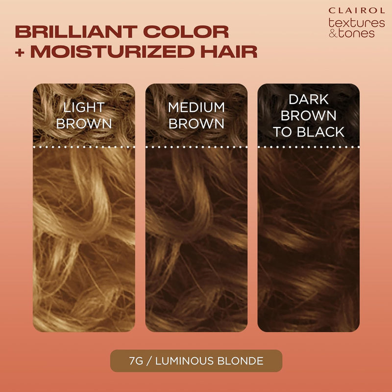 Clairol Textures & Tones Permanent Hair Dye, 7G Luminous Blonde Hair Color