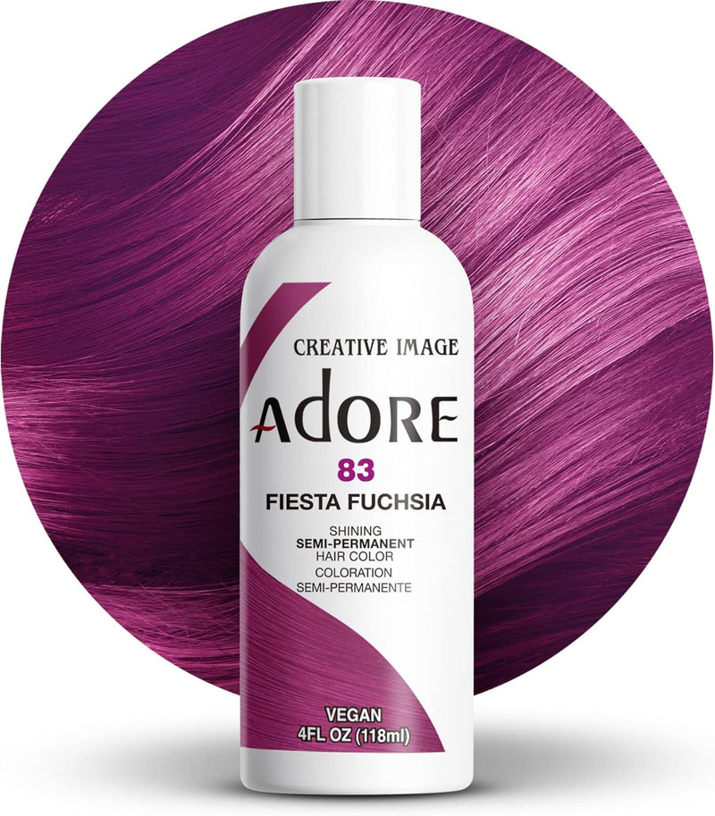 Adore Semi Permanent Hair Color - Vegan and Cruelty-Free Red Hair Dye - 4 Fl Oz - 083 Fiesta Fuchsia