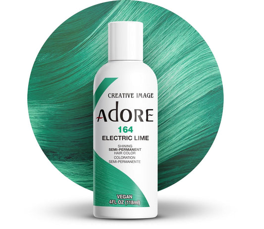 Adore Semi Permanent Hair Color - Vegan and Cruelty-Free Green Hair Dye - 4 Fl Oz - 164 Electric Lime