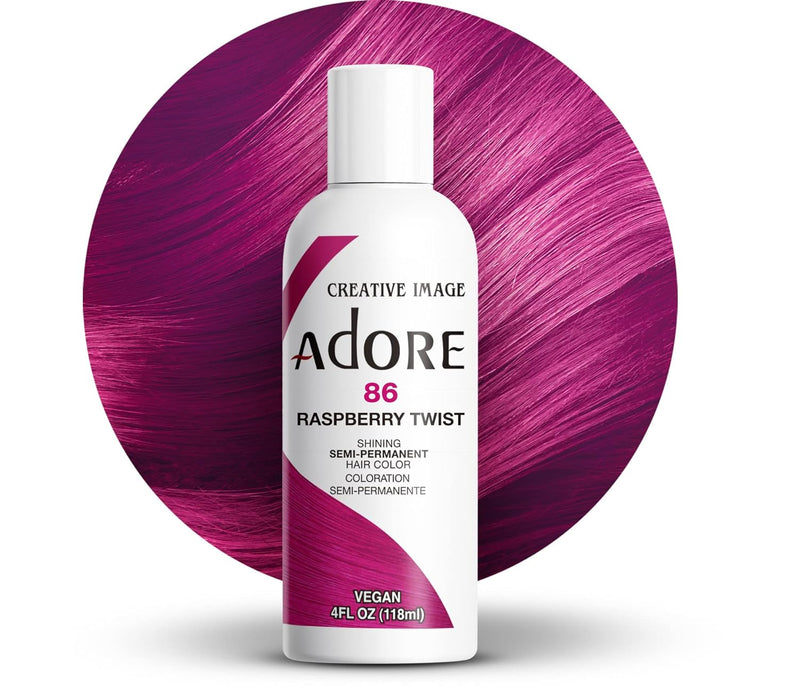 Adore Semi Permanent Hair Color - Vegan and Cruelty-Free Red Hair Dye - 4 Fl Oz - 086 Raspberry Twist