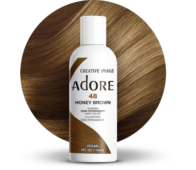 Adore Semi Permanent Hair Color - Vegan and Cruelty-Free Brown Hair Dye - 4 Fl Oz - 048 Honey Brown
