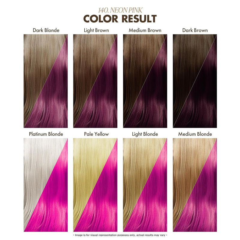 Adore Semi Permanent Hair Color - Vegan and Cruelty-Free Pink Hair Dye - 4 Fl Oz - 140 Neon Pink