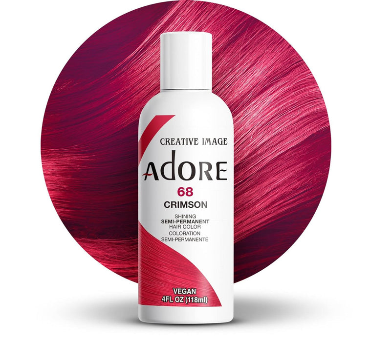 Adore Semi Permanent Hair Color - Vegan and Cruelty-Free Red Hair Dye - 4 Fl Oz - 068 Crimson