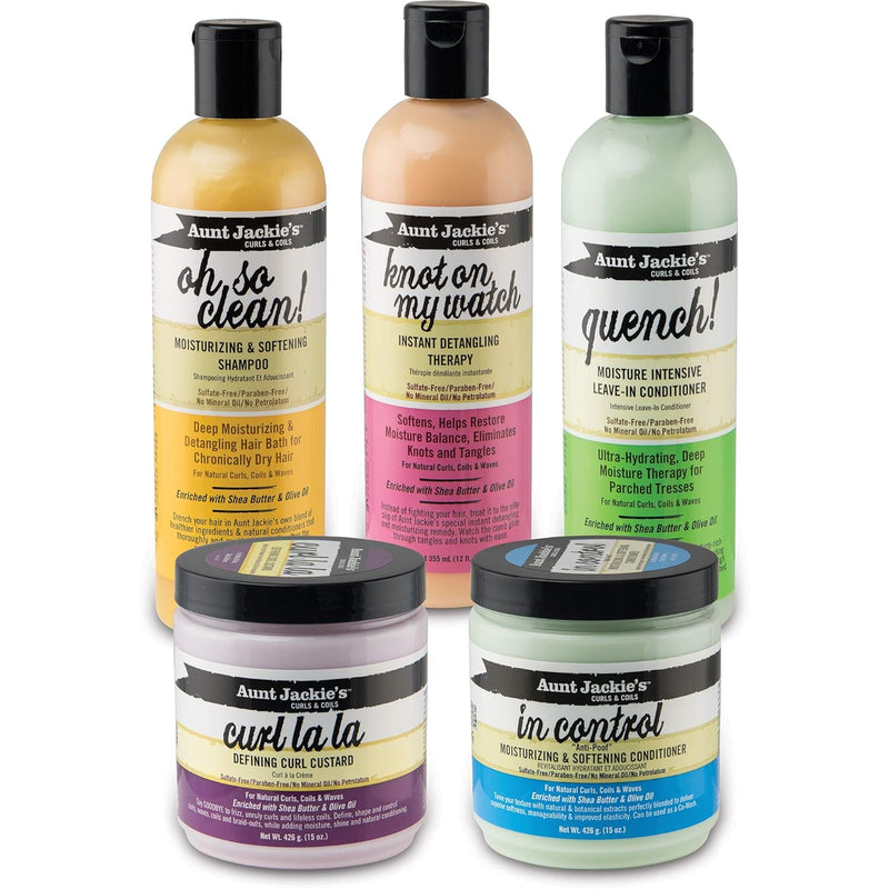 Aunt Jackie's Curls and Coils Oh So Clean Deep Moisturizing and Softening Hair Shampoo for Natural Curls, Coils and Waves, Enriched shea Butter, 12 oz