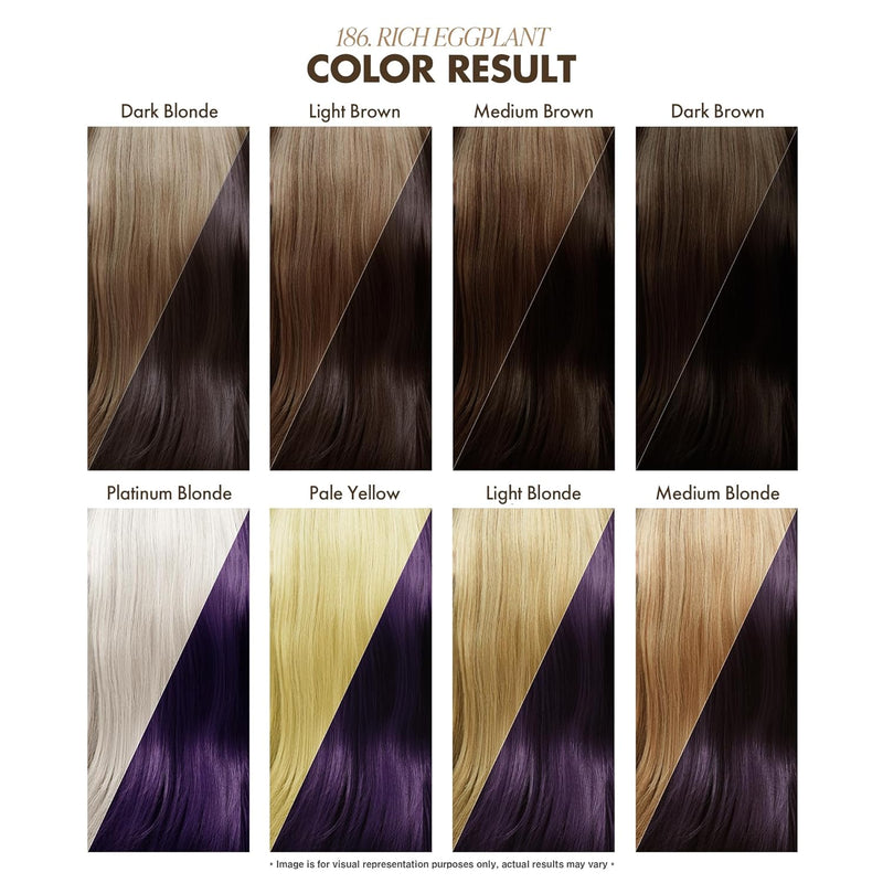 Adore Semi Permanent Hair Color - Vegan and Cruelty-Free Purple Hair Dye - 4 Fl Oz - 186 Rich Eggplant
